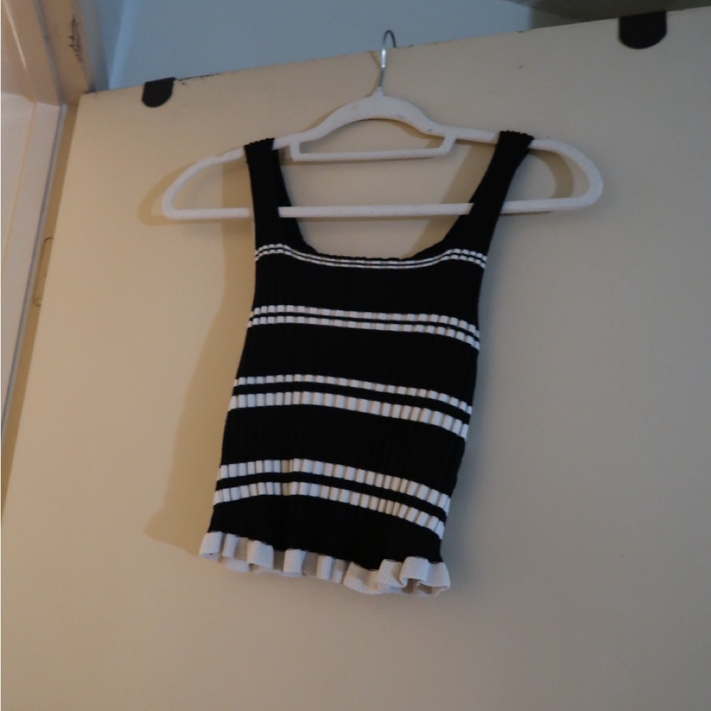 Iris Black and White Striped Tank Top